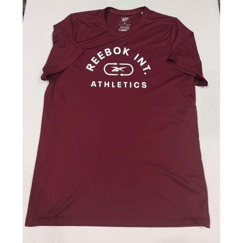 Reebok Speedwick T-Shirt Mens Large Maroon Excellent Graphic Int Athletics Tee